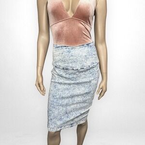 Vintage High Waisted Acid Wash Denim Skirt L - Soft and Comfy Summer‎